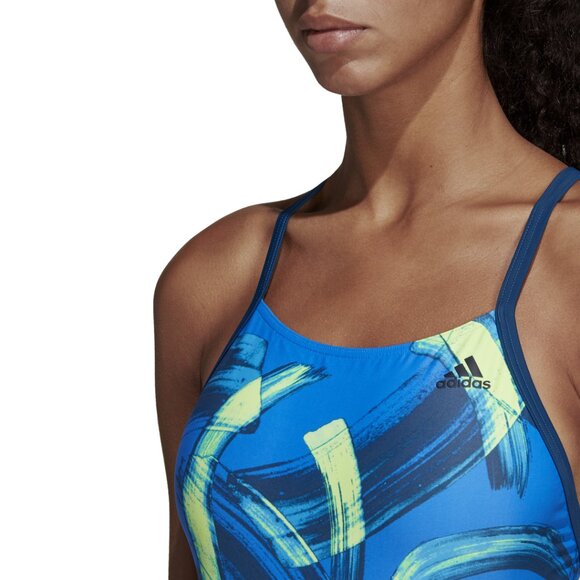 Adidas womens 34" Parley Beach Swimsuit Blue/Hi-Res Yellow DQ3327 - Picture 5 of 7